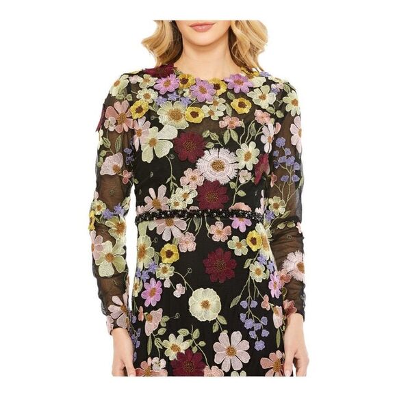 Mac Duggal Floral Embroidered Trumpet Gown Size 2 NWT - Picture 3 of 7